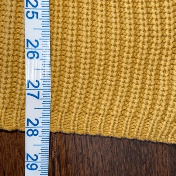Jenni Kayne Cotton Cabin Knit Pullover Sweater Oversized Mustard Yellow Size Med